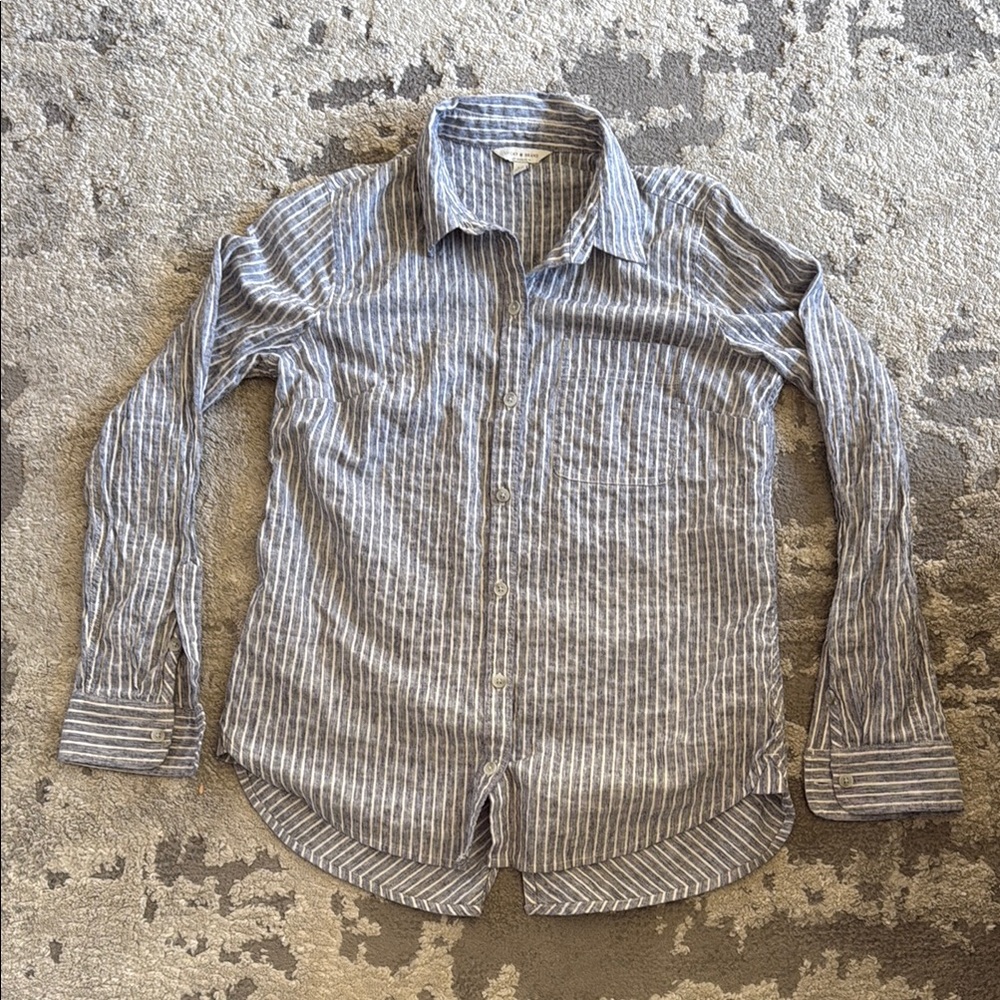 Lucky Brand Blue and White Long Sleeve Button Down Shirt